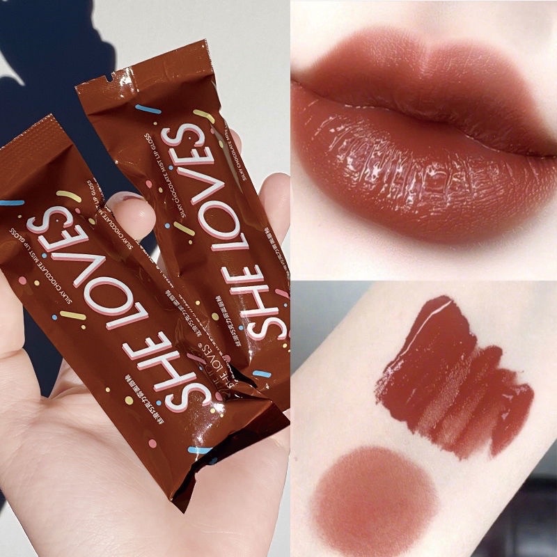 ลิปถุงช็อคโกแลต-ลิปซอฟท์แมท-สีสวย-เกลี่ยง่าย-ติดทน-ปากไม่แห้ง-silky-chocolate-mist-lip-gloss