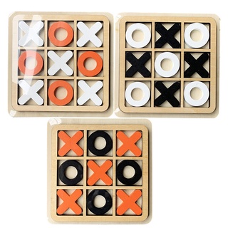 Xo Triple Thai Chess tic tac toe บอร์ดเกมกระดานไม้ ทรงสี่เหลี่ยม ของเล่นเสริมการเรียนรู้ สําหรับเด็ก