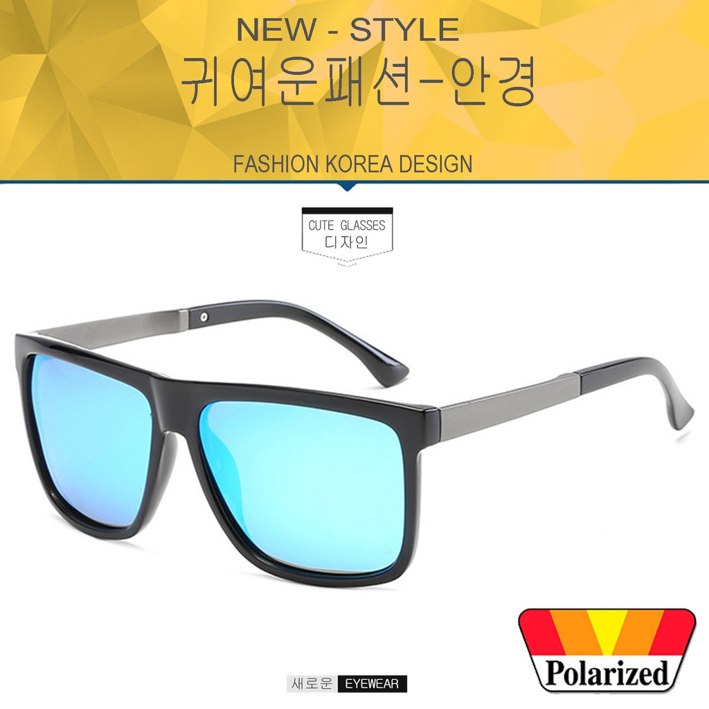 polarized-แว่นกันแดด-แฟชั่น-รุ่น-jr-66107-c-5-สีดำเงาเลนส์ปรอทฟ้า-แว่นตา-วัสดุ-stainless-เลนส์โพลาไรซ์-ขาข้อต่อ