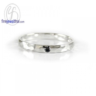 Finejewelthai-แหวนนิล-นิลแท้-แหวนพลอย-แหวนเงินแท้-พลอยประจำเดือนเกิด-Black-Spinel-Silver-Ring-Birthstone-R1228on