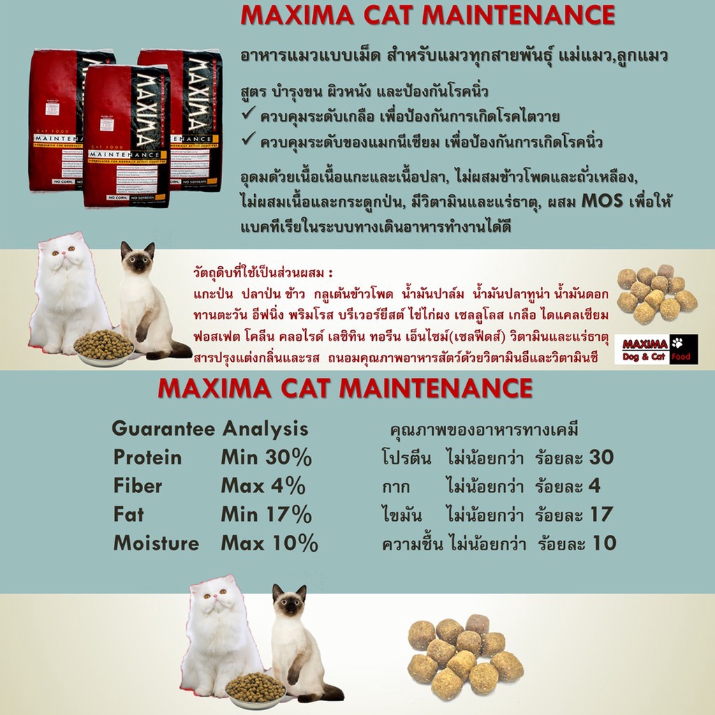 ส่งฟรี-อาหารแมว-maxima-cat-maintenance-15kg-อาหารสำหรับแมว-15-กก-ถุงย่อย-1kg-15-ถุง-ยกกระสอบ