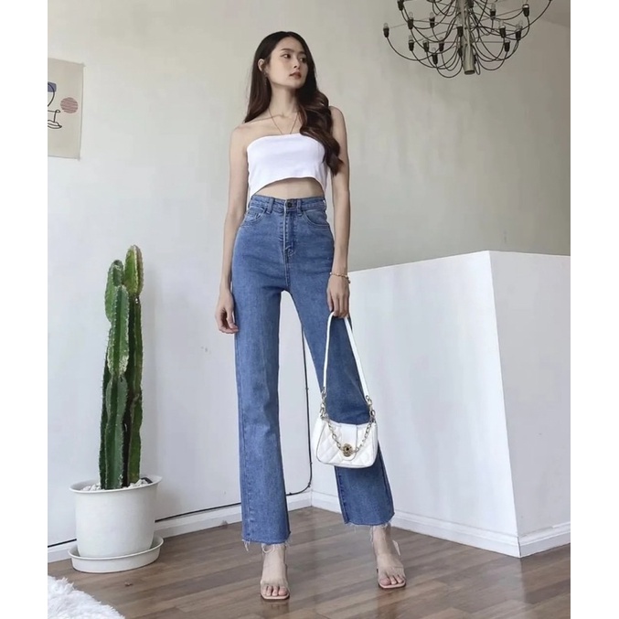 jeans-9930-กางเกงยีนส์ขากระบอกยืด