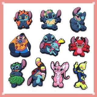 ใหม่ ตัวติดรองเท้า PVC ลายการ์ตูน Stitch ดาว เด็กทารก อุปกรณ์เสริมตกแต่งรองเท้า Crocs Jibbits