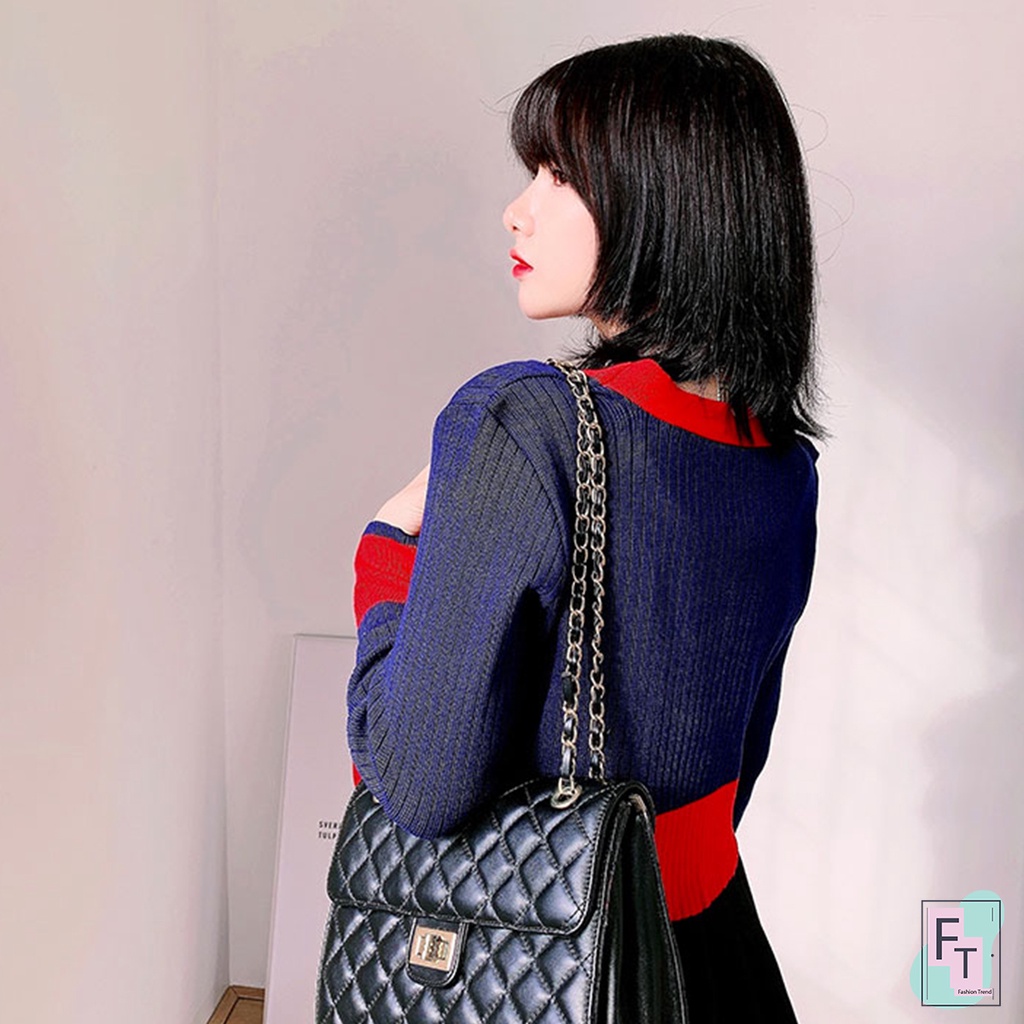 ft-อินเทรนด์-เสื้อไหมพรมแขนยาว-สีทูโทน-มีกระดุม-1-เม็ด-แบบครอป