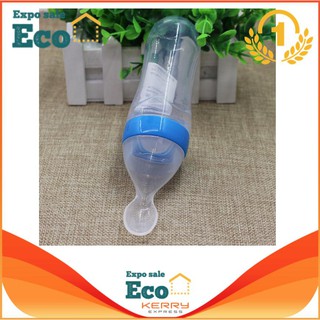 Eco Home ขวดซิลิโคนบีบมีช้อนเด็ก สำหรับเสริมอาหาร ช้อนข้าวอาหาร Silicone Bottle spoon