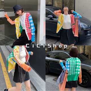 ภาพหน้าปกสินค้าCicishop(4795)Scott cardigans เสื้อคลุมไหมพรมคาร์ดิแกนลายสก๊อต ทอสลับสีคิ้วท์ๆสไตล์เกาหลี ที่เกี่ยวข้อง