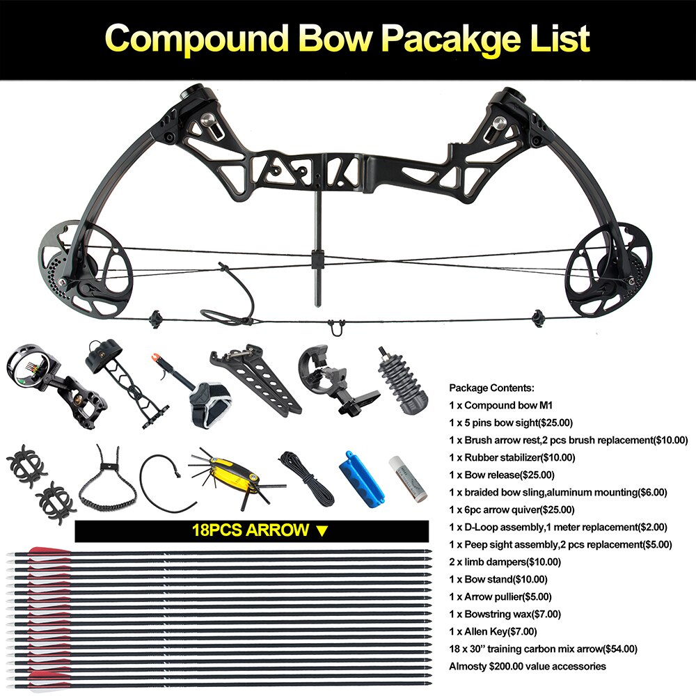 topoint-archery-m1-compound-bow-package-19-30-draw-length-19-70lbs-draw-weight-320fps-ibo-บรรจุ