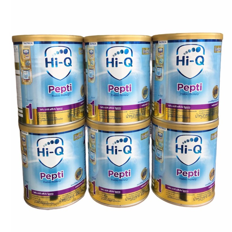 ราคาและรีวิวDumex HiQ Pepti ไฮคิวเปปติ นมผงสำหรับเด็กแพ้โปรตีนนมวัว ขนาด 400 กรัม ( ยกลัง 6 กระป๋อง )