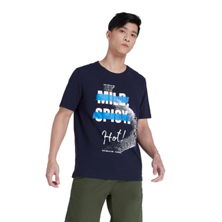 เสื้อยืดใหม่ 2022DAVIE JONES เสื้อยืดพิมพ์ลาย สีกรม ทรง Regular Fit Graphic Print T-Shirt in navy TB0214NVL XL  XXL 3XL