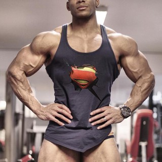 เสื้อกล้ามแขนกุดพิมพ์ลาย Superman 3 D สำหรับออกกำลังกาย