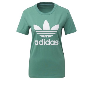 adidas ORIGINALS เสื้อยืด Trefoil ผู้หญิง สีน้ำเงิน FM3300