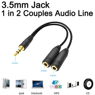 ภาพหน้าปกสินค้าสายแยก สัญญาณเสียง เข้า 1 ออก 2 ( 3.5mm Jack 1 in 2 Couples Audio Line Earbud Headset Y Splitter Cable ) ที่เกี่ยวข้อง