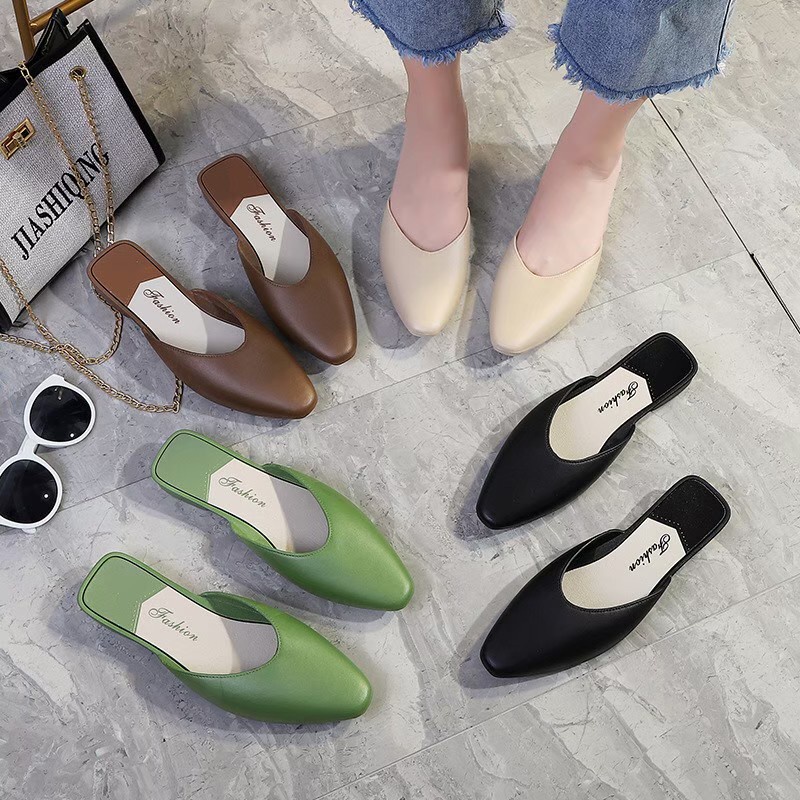 ภาพหน้าปกสินค้าSHO-888 รองเท้าผู้หญิง รองเท้าหนัง ปิดหัวเปิดส้น รองเท้าแฟชั่นผู้หญิง รองเท้าคัตชูส์ จากร้าน yulihan668 บน Shopee