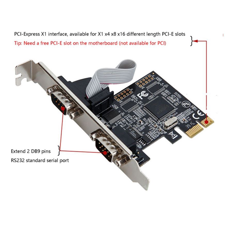 Pcie To Serial Ports Rs232 Interface Pci-E Pci Express Card อะแดปเตอร์ ...