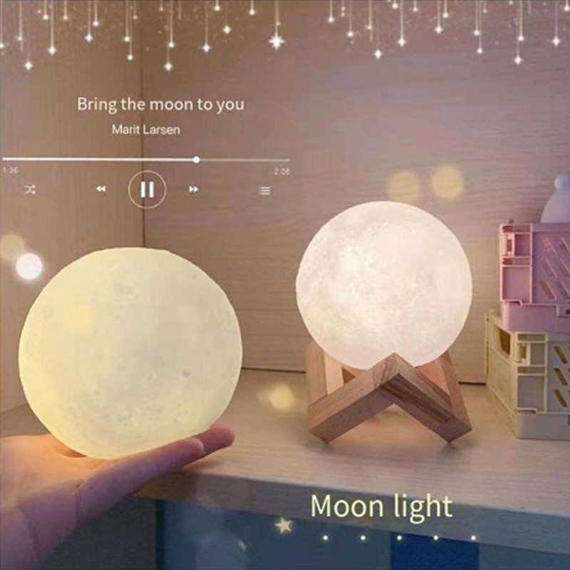 ภาพหน้าปกสินค้าโคมไฟข้างเตียงนอนรูปดวงจันทร์ 3D Led โรแมนติก Galaxy Starry จากร้าน homegardeningshop.th บน Shopee