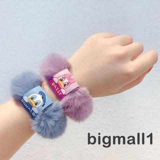 Bigmall- ยางรัดผม ผ้ากํามะหยี่ขนนิ่ม ปักลายการ์ตูน สําหรับเด็กผู้หญิง