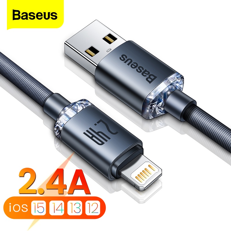 ภาพหน้าปกสินค้าBaseus สายเคเบิลโทรศัพท์มือถือ สายเคเบิล USB ชาร์จเร็ว สาย USB สําหรับ iPhone 13 Pro Max 12 11 X XR XS 8 7 6s 6 iPad