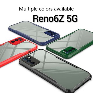 Reno7(พร้อมส่งในไทย)เคสกันกระแทกขอบสีหลังใสOPPO Reno7Z 5G/Reno7 5G/Reno7Pro 5G/Reno6Z 5G/Reno6 5G