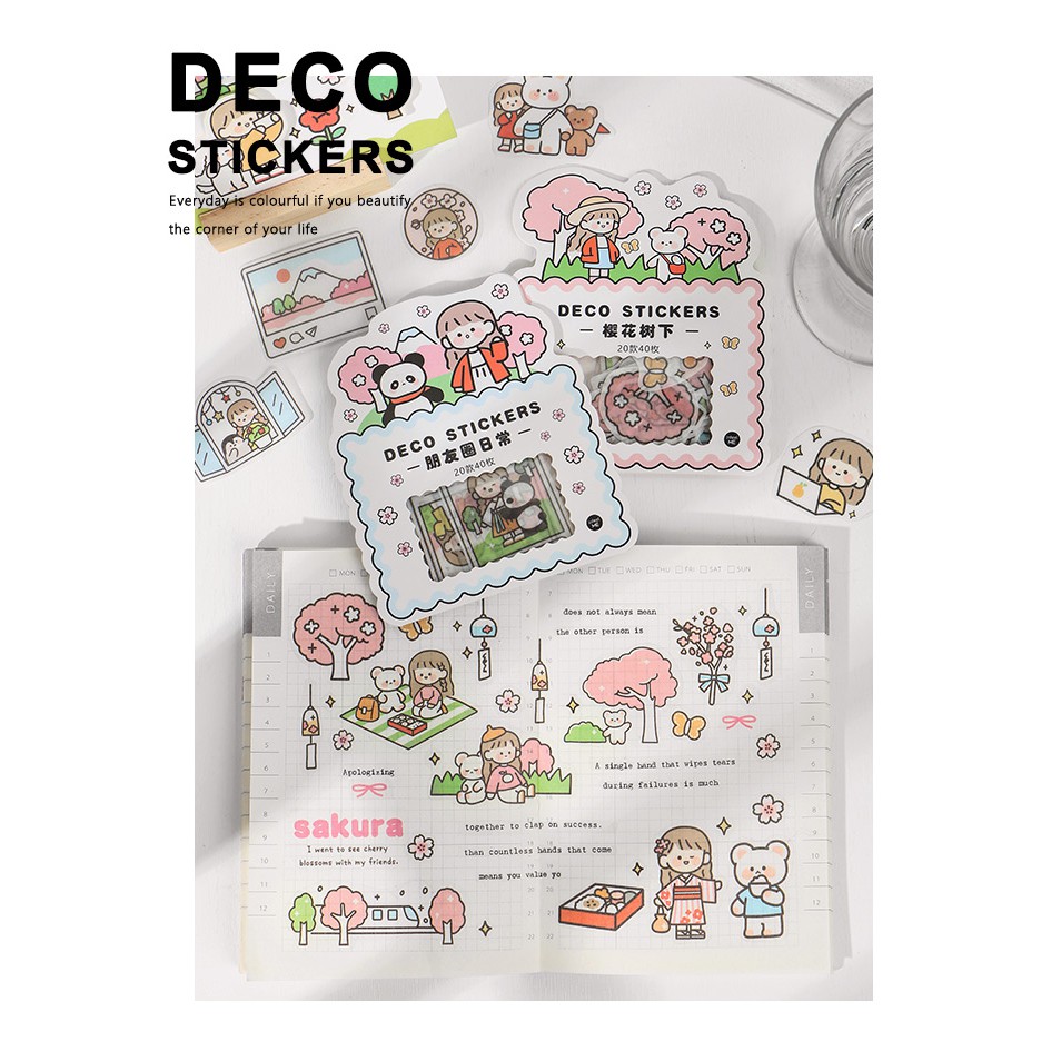 พร้อมส่ง-สติ๊กเกอร์ตกแต่ง-เนื้อกระดาษ-deco-sticker-ธีมซากุระ-spring-wfh-work-from-home-40-ชิ้น-20-ลาย-x-2-infeel-me