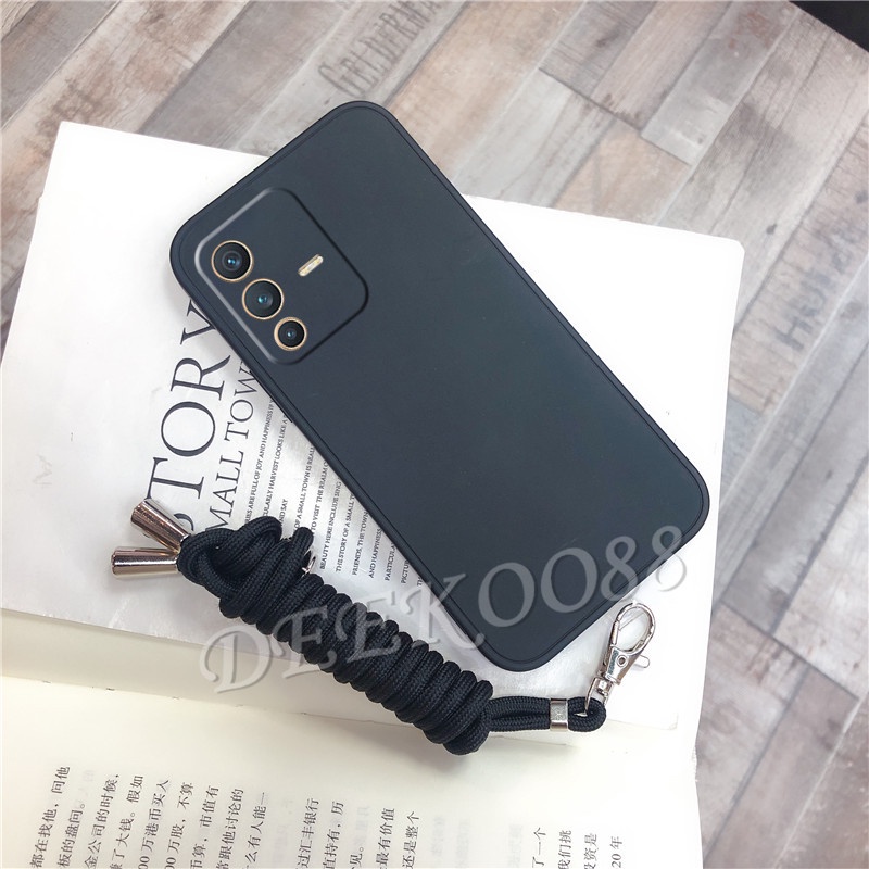 เคส-vivo-v23-v23e-4g-5g-new-phone-cell-case-with-strap-rope-back-cover-handphone-casing-เคสโทรศัพท์-vivov23-skin-feel-tpu-softcase