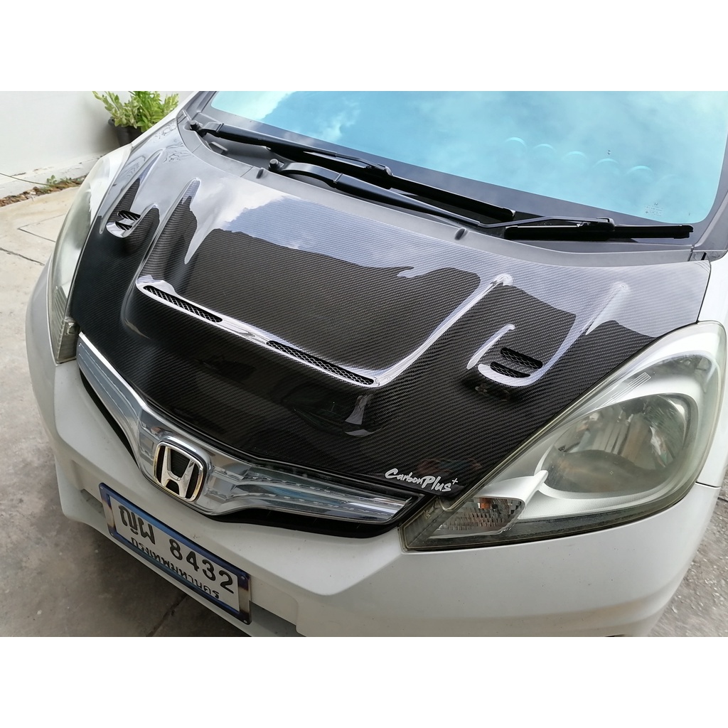 carbon-plus-ฝากระโปรงคาร์บอน-ไฟเบอร์-คาร์บอน-เคฟล่า-honda-jazz-ge-ลายสอง