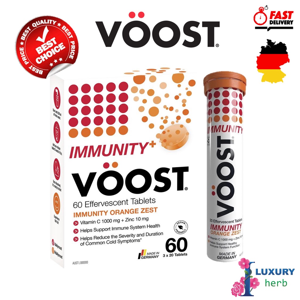 ภาพหน้าปกสินค้าเสริมภูมิคุ้มกัน Voost Immunity Orange Zest Effervescent Tablets 60 Pack Exclusive Size จากร้าน iluxuryherb บน Shopee