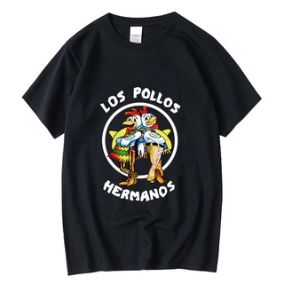 เสื้อผ้าผชเสื้อยืดลําลอง ผ้าฝ้าย 100% แขนสั้น พิมพ์ลาย Breaking Bad LOS POLLOS Chicken Brothers คุณภาพสูง สําหรับผู้ชายS