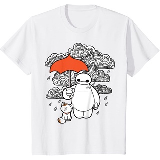 เสื้อยืดผ้าฝ้ายพรีเมี่ยม เสื้อยืด พิมพ์ลายเมฆฝน Disney Big Hero 6 Baymax