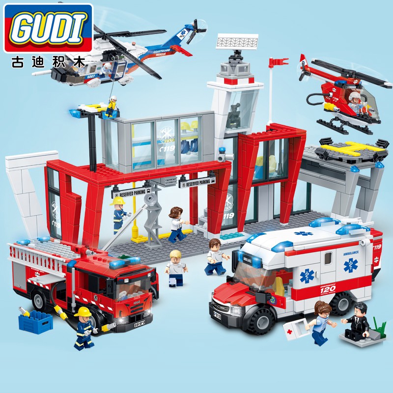 ภาพหน้าปกสินค้าของเล่นตัวต่อ gudi inglyings city fire station