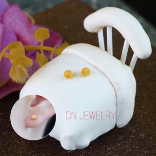 ต่างหูหมุดพ่นทราย3mm 👑รุ่นBB22  1คู่ แถมฟรีตลับทอง CN Jewelry ตุ้มหู ต่างหูแฟชั่น ต่างหูผู้หญิง ต่างหูทอง