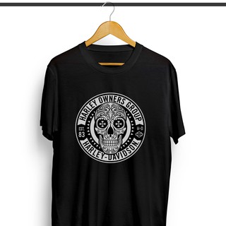 เสื้อยืดโอเวอร์ไซส์เสื้อยืด พิมพ์ลาย Harley DAVIDSON SKULL OWNER Group สําหรับผู้ชายS-3XL