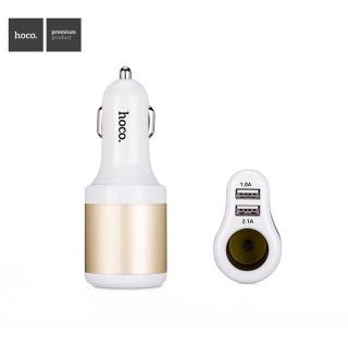 Hoco Car Charger 2in1หัวชาร์จในรถ 2 USB + เพิ่มช่องจุดบุหรี่