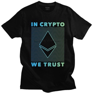 เสื้อยืดผ้าฝ้ายพิมพ์ลายขายดี เสื้อยืดแขนสั้น พิมพ์ลาย Ethereum In Crypto We Trust สําหรับผู้ชาย