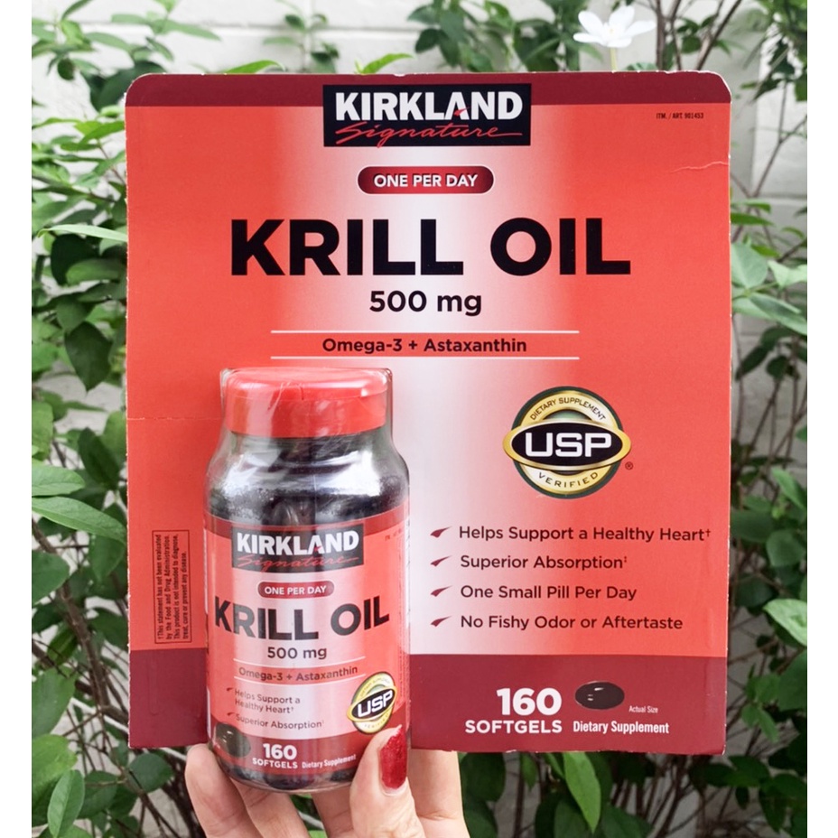 วิตามินบำรุงหัวใจ-kirkland-krill-oil-500mg-omaga-3-astaxantin-160softgels