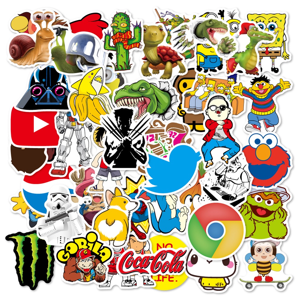 สติ๊กเกอร์พีวีซีกันน้ําอินเทรนด์-7-แบบ-100ชิ้น