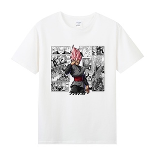 เสื้อยืดสีขาว✽㍿✲ฤดูร้อนสบายๆผ้าฝ้ายคอกลมแขนสั้นเสื้อยืดการ์ตูนแอนิเมชั่นรอบพิมพ์ดราก้อนบอลซูเปอร์ยานครึ่งแขนS-4XL
