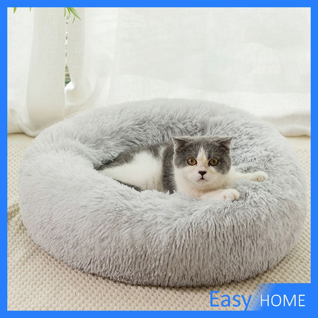 ภาพสินค้าที่นอนสัตว์เลี้ยง ทรงกลมขนฟู ที่นอนแมว ที่นอนสุนัข บ้านแมว Donut Pet Bed จากร้าน easyhomecenter บน Shopee ภาพที่ 3