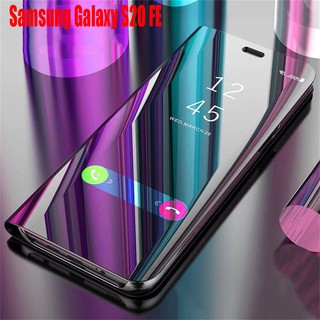 เคสมือถือ แบบฝาพับ ป้องกันรอย สำหรับ Samsung S20 FE Case Cover Samsung Galaxy S20 FE (Fan Edition) 4G/5G Stand Mirror Hard Flip Leather Case