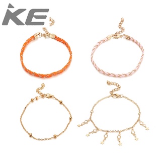 Jewelry Popular hand-woven rope alloy chain diamond star 4-anklet for girls for women low pric
