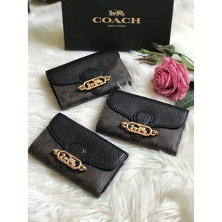 Coach แท้ ✔️ กระเป๋าสตางค์ขนาดกลาง 3 พับ | Coach Medium Envelope Wallet in Signature Canvas