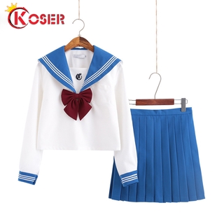ชุดนักเรียน ญี่ปุ่น สีฟ้าอ่อนค่ะ JK โรงเรียนสาวแขนยาว Japanese cosplay Sailor เหมาะกับวิทยาลัยฤดูใบไม้ร่วงกลางสูง School