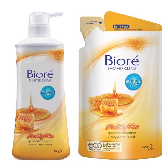 (พิเศษฟรีถุงเติม 220 มล.) Biore Shower Cream Healthy Plus ครีมอาบน้ำ บิโอเร เฮลท์ตี้ พลัส 550 มล.