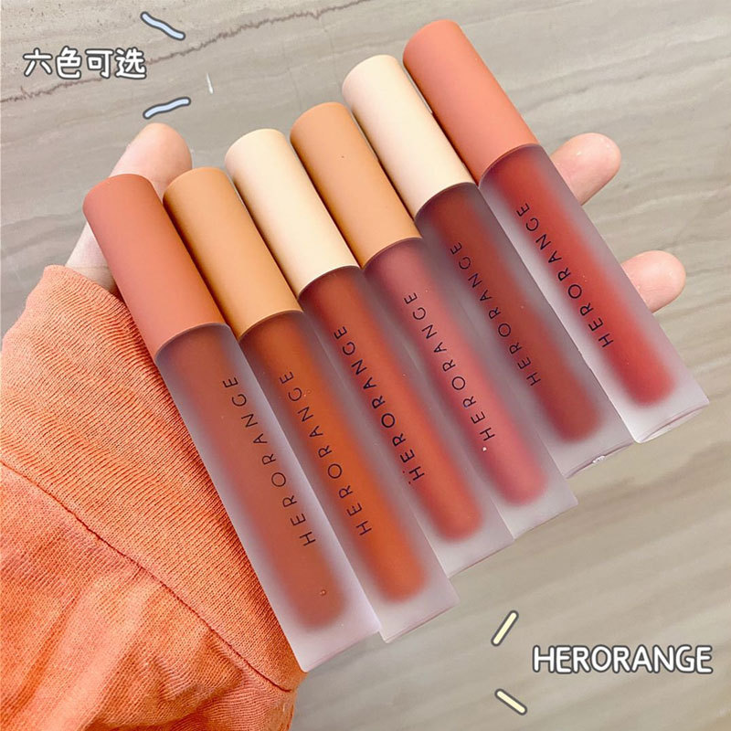 herorange-six-color-ลิปแลคเกอร์กำมะหยี่-matte-lip-gloss-ลิปสติก