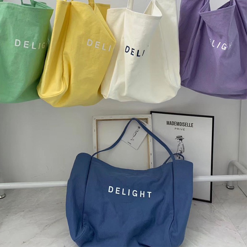 พร้อมส่ง-กระเป๋าผ้า-delight-กระเป๋าสะพายมินิมอล-ใบใหญ่-มีหลายสี