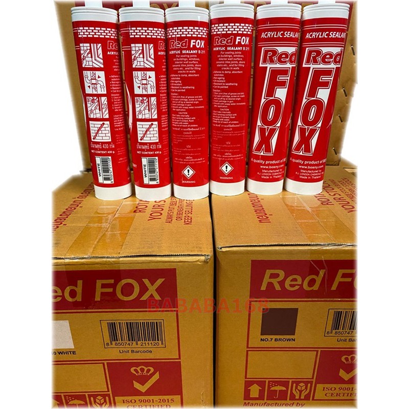 กาวอะคริลิค-ซีแลนท์-แด๊ฟ-acrylic-sealant-แบบสีขาว-แด็ป-red-fox-b211-ขนาด-หลอดละ-430-กรัม-จำนวน-20-หลอด-1-ลัง-redfox