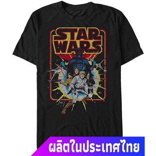 เสื้อทหาร เสื้อยืดผู้ชาย Star Wars Mens Old School Comic Graphic T-Shirt sale Star Wars สตาร์ วอร์ส