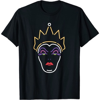 เสื้อยืดผ้าฝ้ายพรีเมี่ยม เสื้อยืด พิมพ์ลาย Disney Evil Queen Neon Face