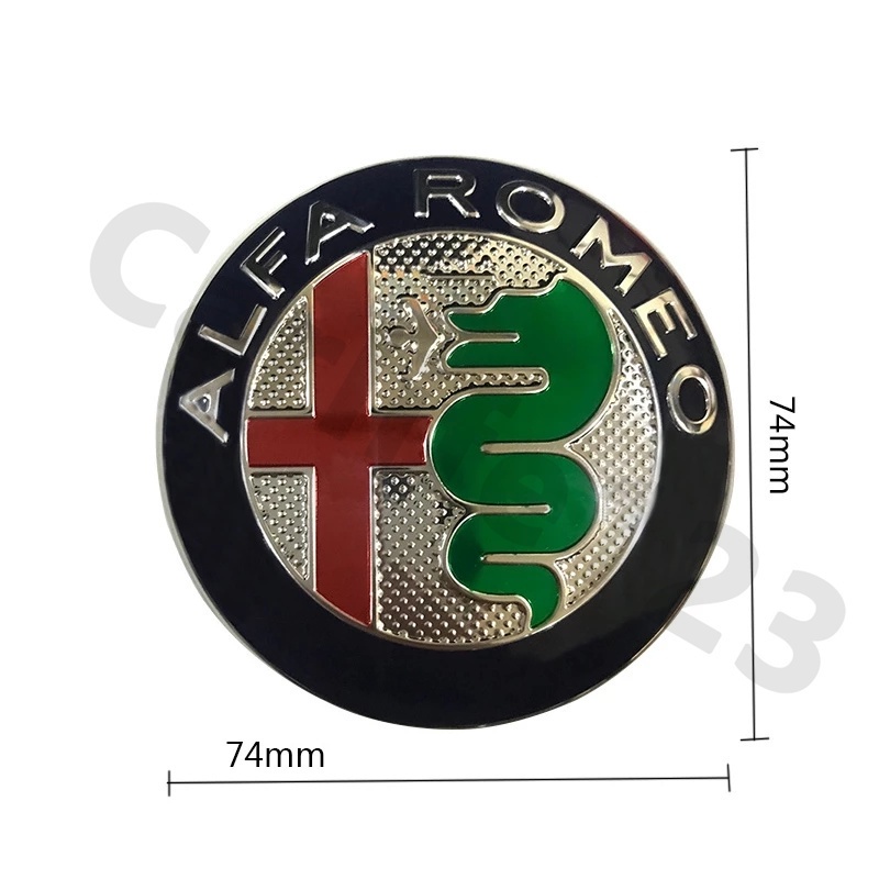 74mm-alfa-romeo-ตราสัญลักษณ์รถด้านหน้าและด้านหลังสติกเกอร์โลโก้