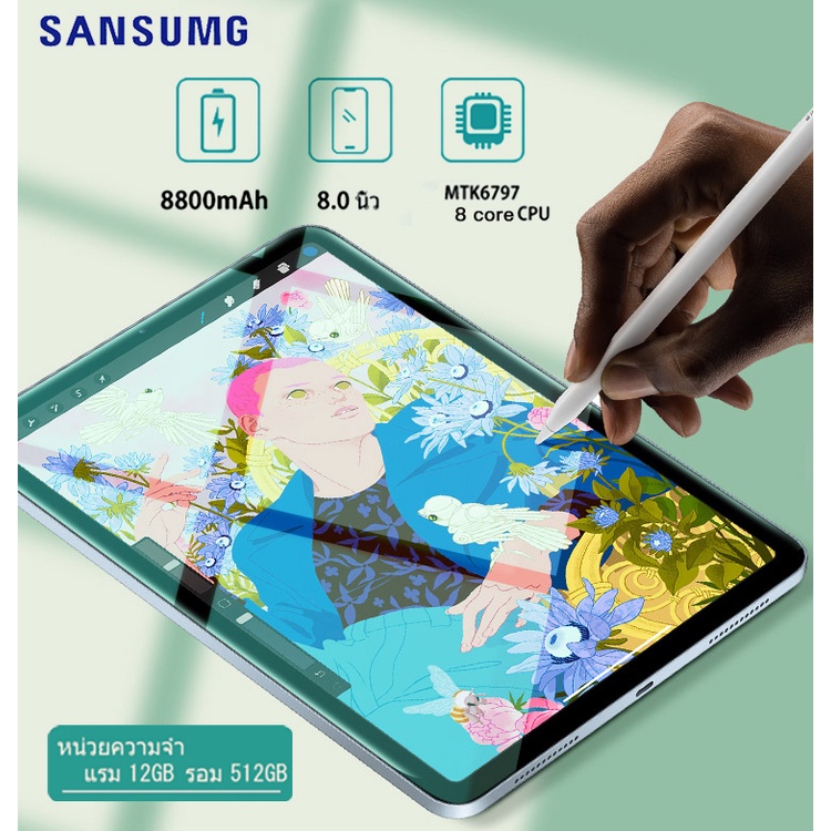 รูปภาพสินค้าแรกของSamsung แท็บเล็ต 5G Tablet 12+512G แทบเลต Android แท็บเล็ตถูกๆ เรียนรู้คอมพิวเตอร์ แท็บเล็ตถูกๆ สองซิม แท็บเล็ตโทรได