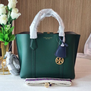 🎀 (สด-ผ่อน) กระเป๋าสีเขียว Norwood 56249 SHOP Tory Burch Perry Small Triple-Compartment Tote